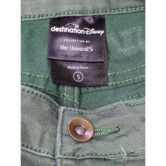 Destination Disney Juniors Size 5 Pockets Scalloped Pattern Green Denim Jeans - Picture 6 of 12